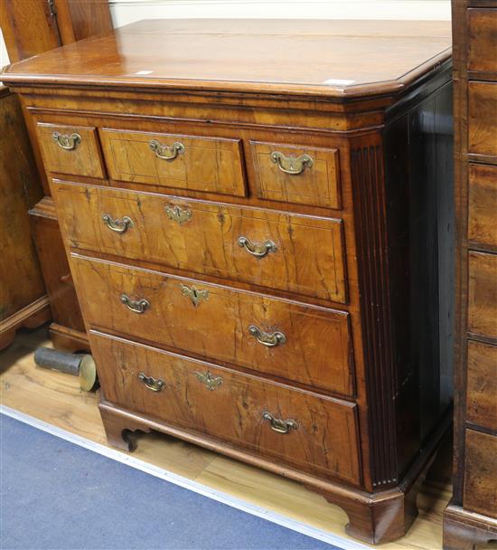An 18th century walnut chest of drawers W.105cm